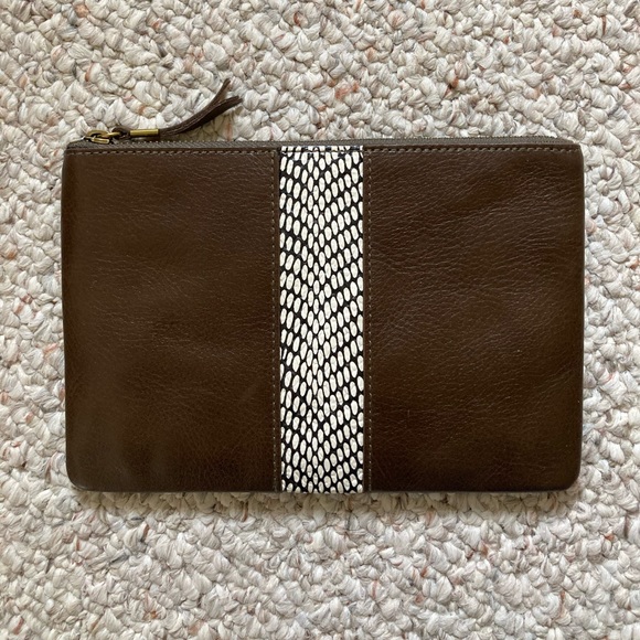 Madewell The Suede Pouch Clutch: Snake Embossed Leather Inset Edition - Picture 1 of 4